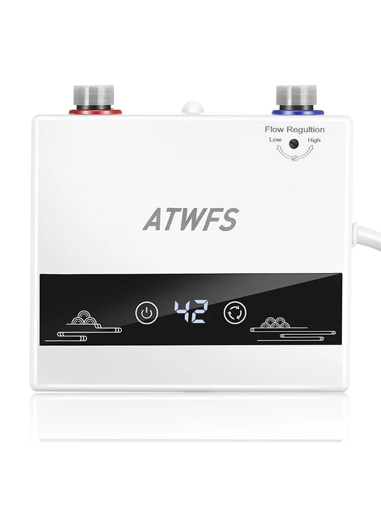ATWFS 220V 4600W Instant Water Heater Electric Heaters for Bathroom Hot Water Shower Home Kitchen Heating