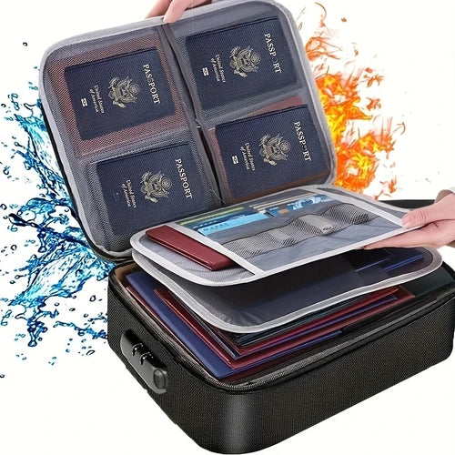 Document Bag With Lock, 3-Layer File Storage Case With Water-Resistant Zipper, Document Safe Portable Travel Home Organizer