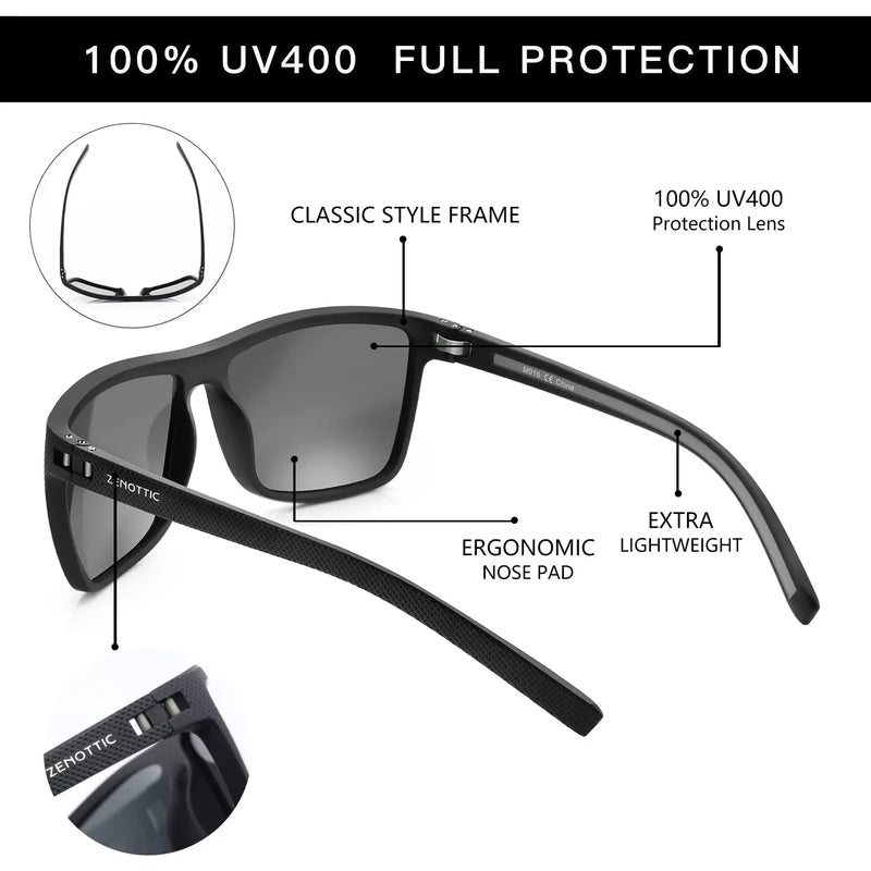 ZENOTTIC Polarized Sunglasses Shade for Women Men Lightweight TR90 Frame UV400 Protection Square Sun Glasses 2022 2023