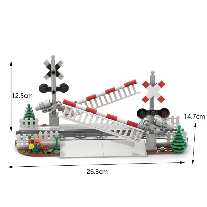 MOC City Train Track Accessories Barrier Barrier Fire Lane Crossing Building Blocks Railing Level Crossing Children's Brick Toys