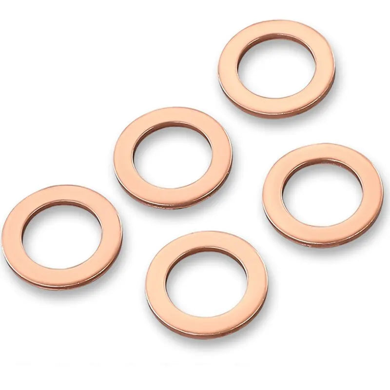 200pcs Purple Copper Gasket M5 M6 M8 M10 M12 M14 O-ring Purple Copper Gasket Set Oil Plugging Sealing Fittings