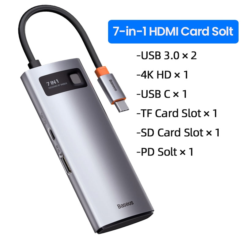 Baseus USB C HUB USB 3.0 3 0 Type C Multi HUB for Macbook Pro Air Surface Pro 7 USB Ethernet Network HUB Dock Station Splitter