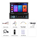 LeeKooLuu 7inch Motorized Retractable Screen Android 13 Car Radio 1 Din Multimedia Player GPS Stereo 2G+64G Carplay Android Auto