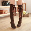 2025 Autumn Winter Sexy Lace Up Knee-high Boot Women's High Boots Female Shoes Boots Women High Heels Leather Woman Boot