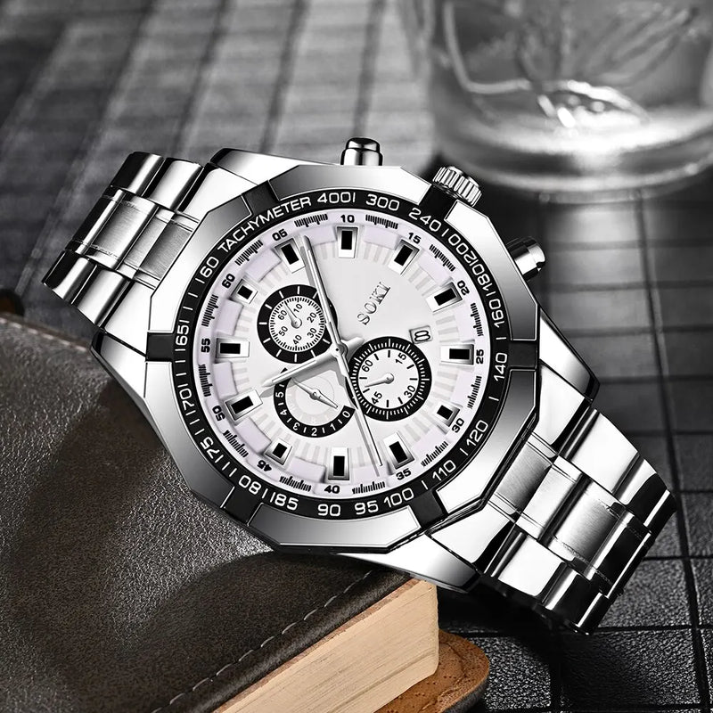 Top Brand Luxury Men Fashion Quartz Watch Date Clock Sport Watches Mens Stainless Steel Strap Wristwatch Relogio Masculino