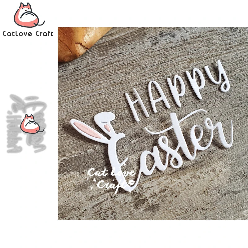 Catlove Happy Easter Word Metal Cutting Dies Scrapbooking Mold Stencil Die Cuts Card Making DIY Craft Embossing New Dies For