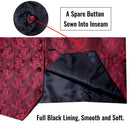 Dibangu Klassisch Rot Schwarz Paisley Herren Anzug Weste Krawatte Einstecktuch Manschettenknöpfe Set Formelle Business Weste für Herren Hochzeit