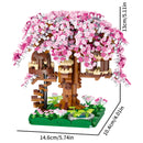 Building block toy pink cherry blossom treehouse rainbow treehouse building block children's parent-child assembly toy