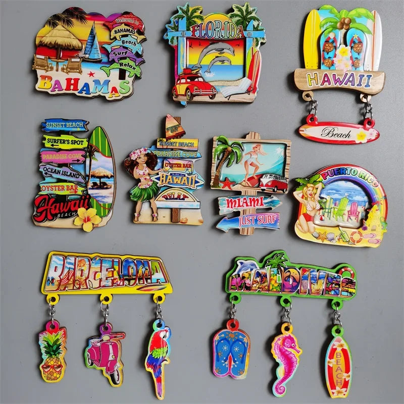 Mexico Cuba Philippines Miami Puerto Rico Sri Lanka Malaysia Mauritius London Bus Travel Souvenir Magnetic Wood Fridge Sticker