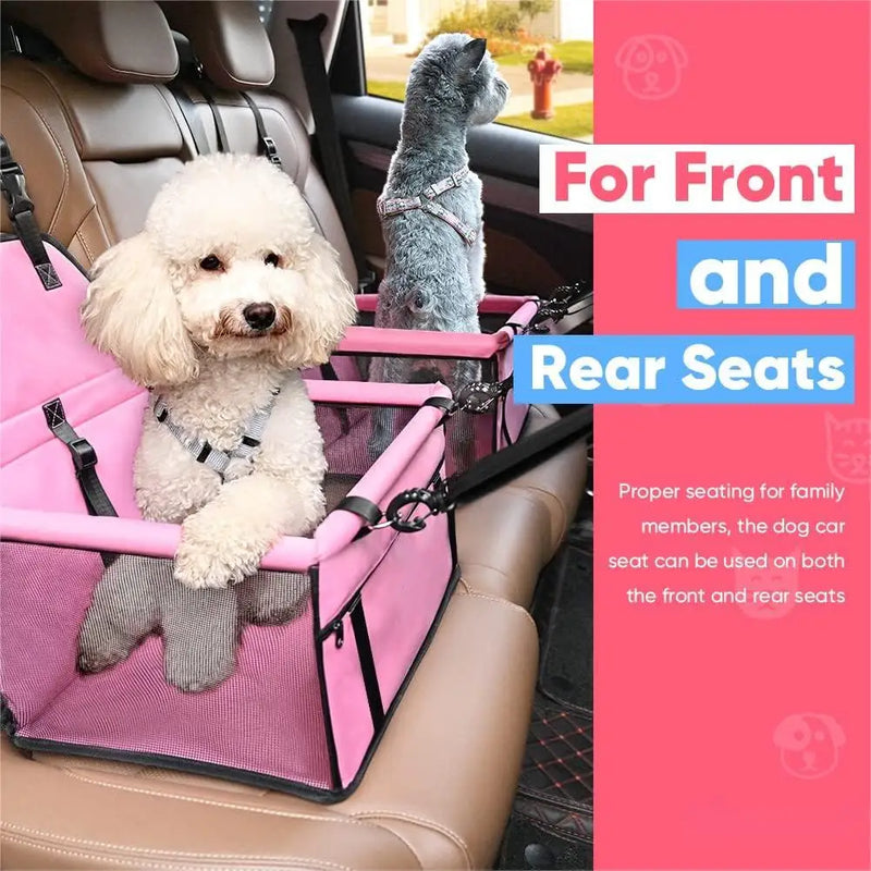 Pet Reinforce Car Booster Seat for Dog Cat Portable and Breathable Bag with Seat Belt Dog Carrier Safety Stable for Travel Look