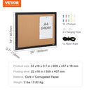 VEVOR Cork Board 36x24/24x18 in Bulletin Board W/ MDF Sticker Frame Vision Board Includes 10 Pushpins for Display and Decoration