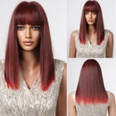HENRY MARGU Blonde Silky Straight Synthetic Wigs with Bangs Medium Long Natural Platinum Wig for Women Cosplay Heat Resistant