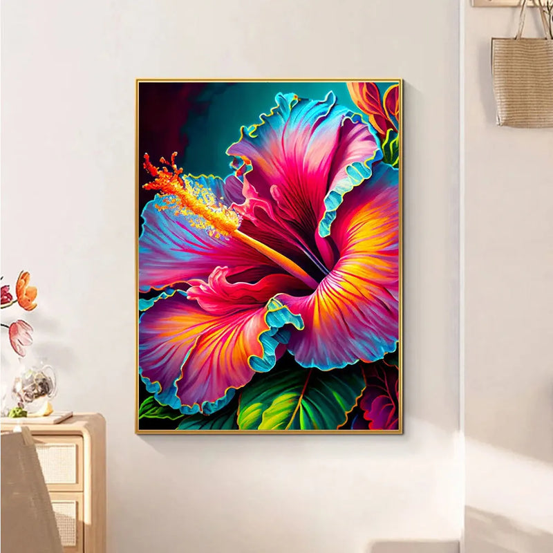 HUACAN Diamond Painting Colorful Flower Picture Of Rhinestones Mosaic Fantasy 5D DIY Home Decorative
