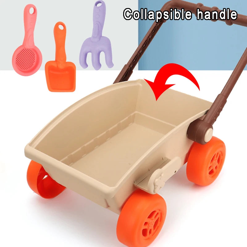 Kids Trolley Sand Play Beach Toy Sandbox Shovel Animal Molds Beach Accessories Toys Summer Outdoor Seaside Play Sand Water Game