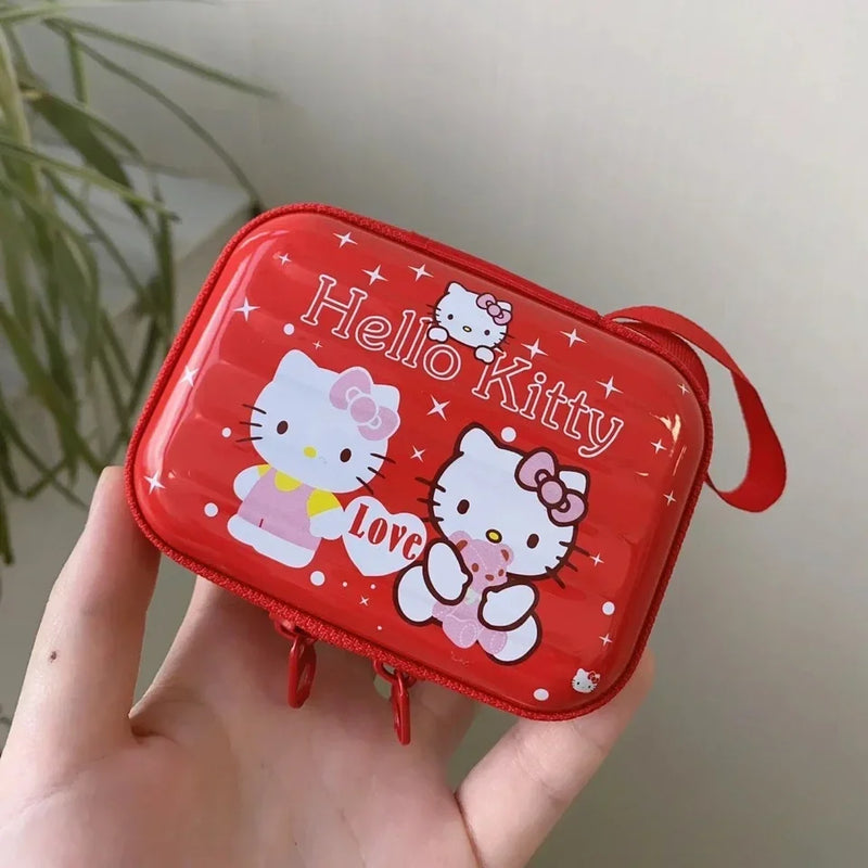 Kawaii Sanrio Hello Kitty Data Cable Charger Storage Bag Girl Cartoon Portable Travel Mini Zipper Makeup Bag Holiday Gifts