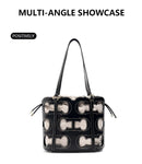 CH Bucket Bag Hollow Out Monogram Print Shoulder Bag Drawstring Crossbody Handbag For Women Office Work Daily Travel Shopping