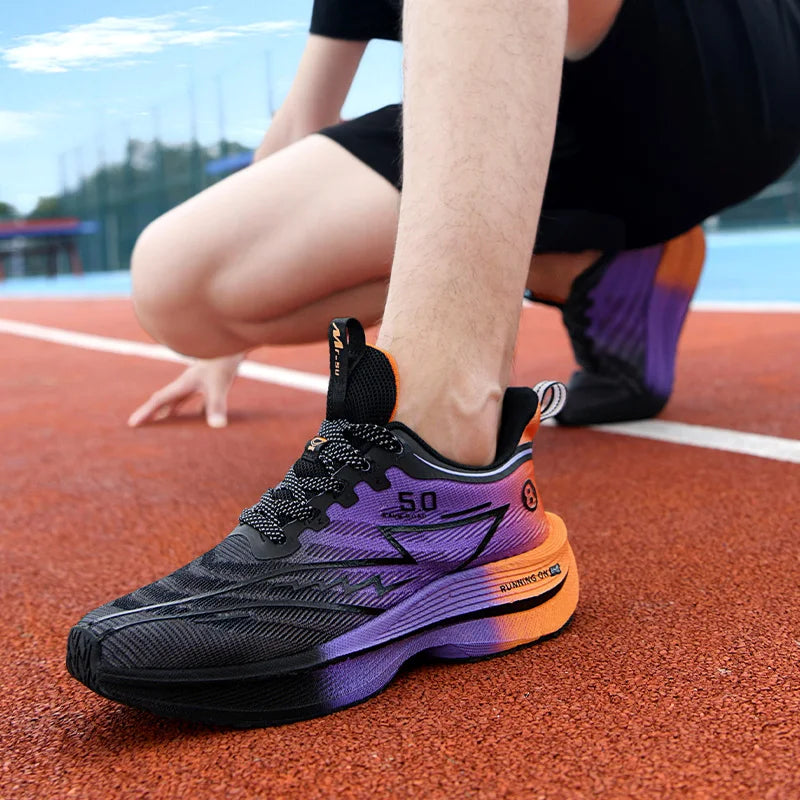 New Men's Carbon Plate Running Shoes Soft Cushion Shock Absorbing Sports Shoes Unisex Sneakers Light Anti-Slip Training Shoes