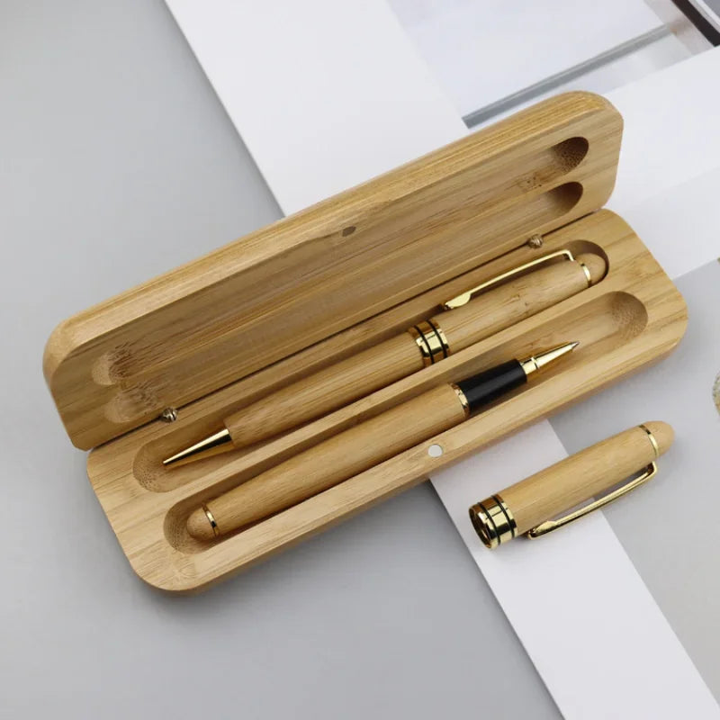 Bamboo Box Pens Nature Bamboo Wood Fountain Pen with Storage Case Calligraphy Writing Supplies Stationery Office School Supplies