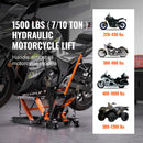 SucceBuy 1500 LBS Steel Hydraulic Motorcycle Jack Stand ATV Scissor Lift Jack Scissor Lift Jack Stand with 4 Wheels for ATV UTVs