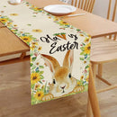 2025 Easter Rabbit Table Runner Linen Bunny Dining Table Cloth Placemat Spring Holiday Happy Easter Decoration For Home Kitchen