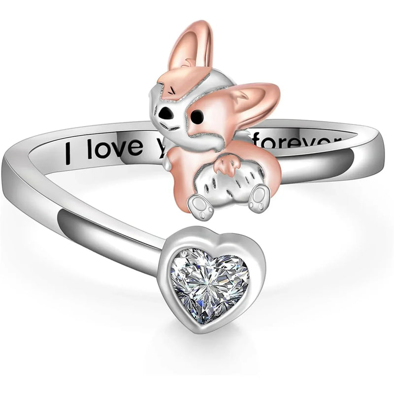 1Pc Cute Black Pug Dog Paw Open Ring Exquisite Women's Dog Jewelry Fashion Daily Accessories Perfect Gift for Dog Lovers