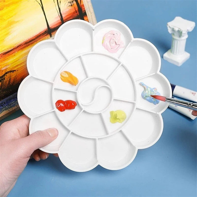 1/6pcs Painting Palette, 18 Wells Plastic Paint Tray Pallet Reusable Flower Paint Palette for Artists Acrylic Watercolor Oil