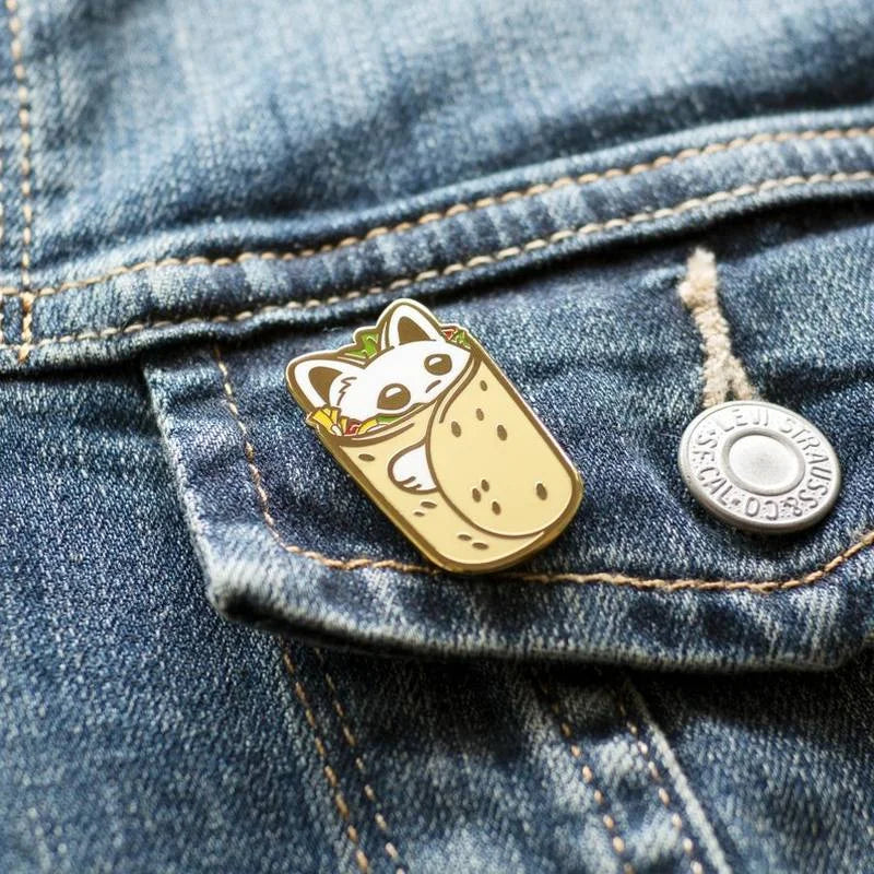 Cute Purrito Burrito Cat Enamel Pin Lapel Pins Badge Brooch for Jewelry Accessory