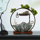 Indoor LED Waterfall Fountain W/ Mist Maker & Warm Light - Home/Yoga Tabletop Zen Water Feature (Deer Motif - Good Luck Symbol)