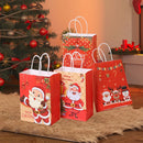 4/8Pcs Merry Christmas Kraft Paper Bags with Handles Elk Santa Gift Packaging Bags Christmas New Year Party Candy Packaging Bags