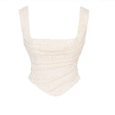 Mingmingxi Summer Cropped Top Women 2025 New Arrivals Elegant Lace Up Top Slim Beige Corset Top for Party Clubwear