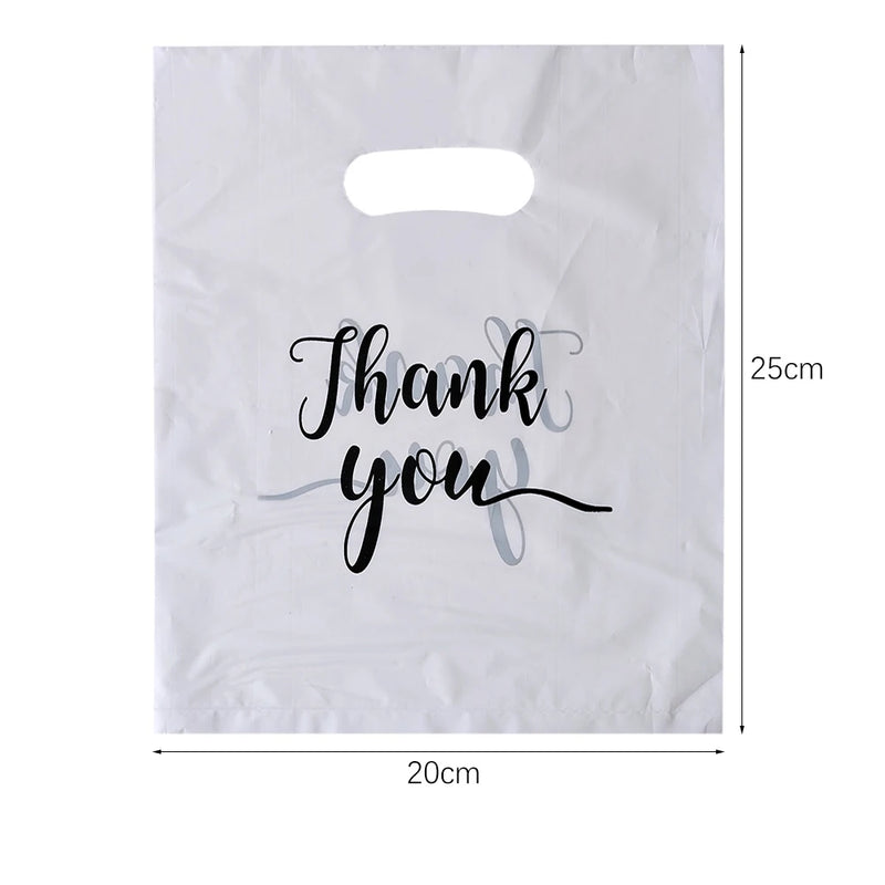 100/50/10Pcs Thank You Gift Bags Wedding Birthday Guest Gift Wrap Plastic Shop Bags Small Business Candy Pastry Store Packaging