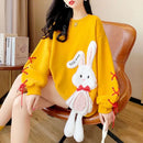 Star Clothes Kawaii Cute Sweatshirt Streetwear Anime Women Pulovers Bunny Women's Long Sleeve Top Designer Crewneck Graphic Pink