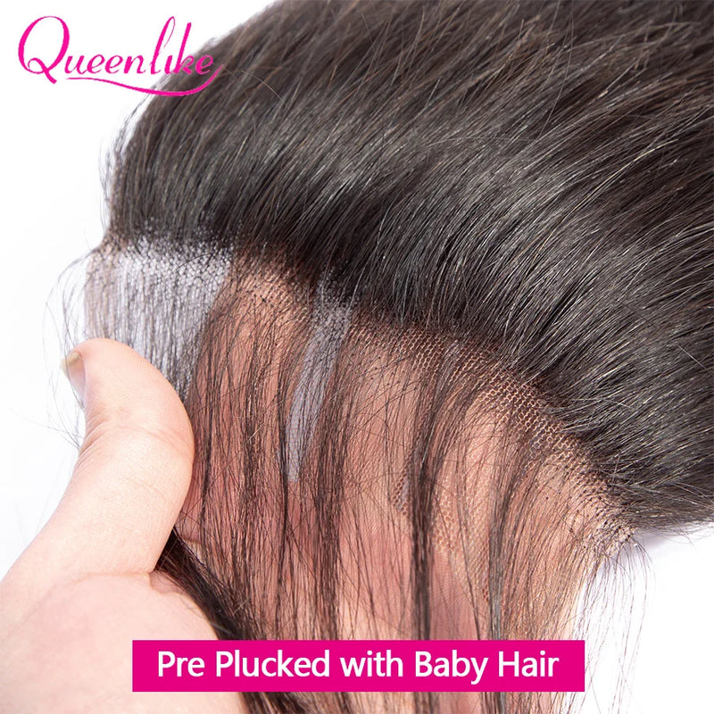 Queenlike 26 28 30 32 inch Body Wave Bundles 100% Human Hair with 4x4/5x5 Lace Closure Brazilian Raw Hair Bundles for Women