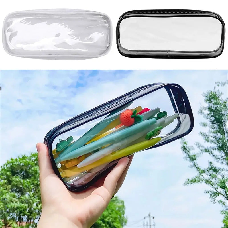 Creative PVC Transparent Pencil Case Large Capacity Cosmetic Bag Stationery Waterproof Stationery Storage Pouch School Supplies