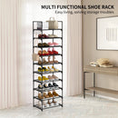 Shoe Rack 10 Tier Shoe Storage Organizer Metal With Hooks Fit 20-25 Pairs Shoes Easy Assembly, Space-Saving.