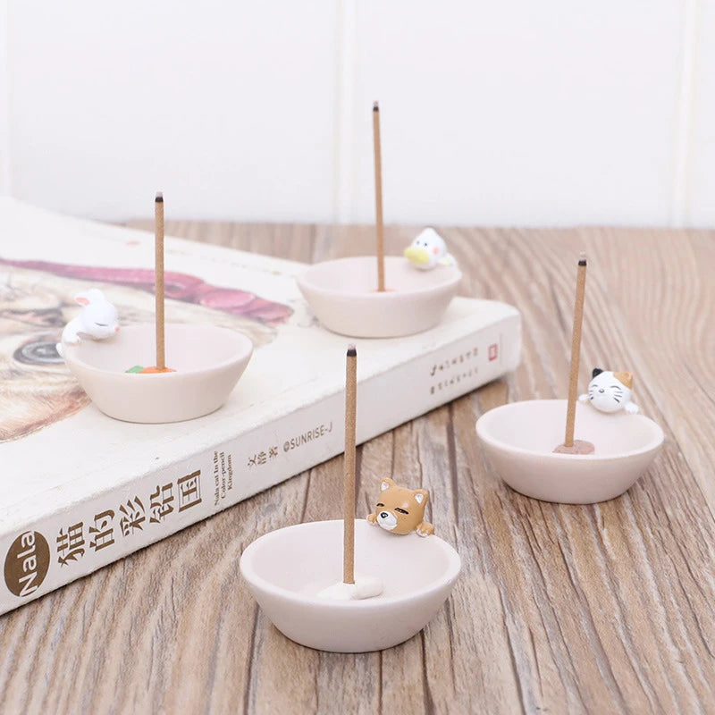 Cartoon animal Ceramic Incense Burner Stick Holder  incense tray Ash Catcher Plate Home Decoration ornaments