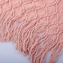 Inyahome Grob gestrickte Überwurfdecken für Couch und Bett, weiche, gemütliche Strickdecken mit Quaste, warme gewebte Landhausdecken, Rosa