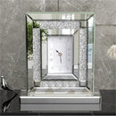 Artloge Tischuhr 30x9,6x33cm Silberne Glas-Tischuhr Verspiegelte Crushed Diamond Kante für Wohnzimmer, Schlafzimmer Deko