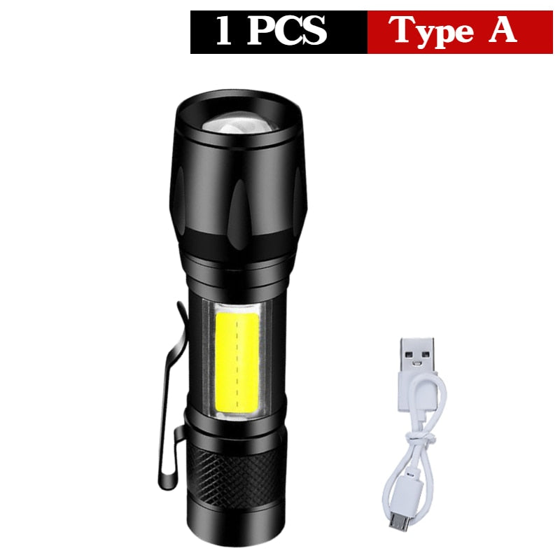Portable Rechargeable LED Flashlight Keychain Light Torch Lantern 4 Lighting Modes Work Light Camping Light Mini Led Flashlight