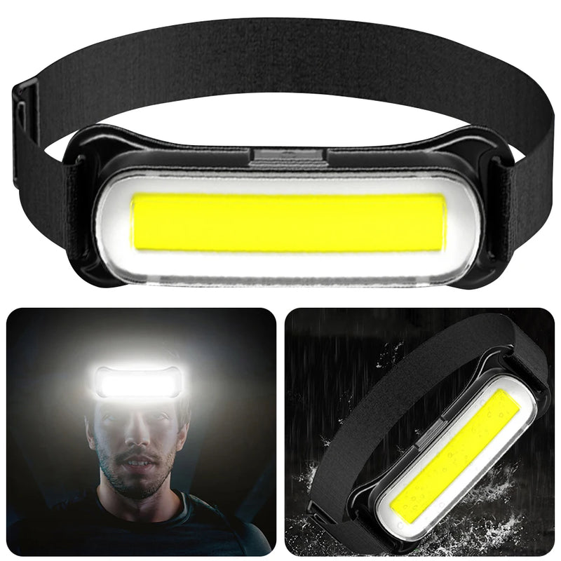 USB Rechargeable LED Headlamp Waterproof Head Lamp Adjustable Headband Head Light for Outdoor Camping Running Cycling Fishing