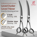 Fenice CIQ Professional 7.0/7.5 Inch JP440C Dog Grooming Scissors Curved Chunker /Thinning Scissors for Dogs Cats and Other Pets
