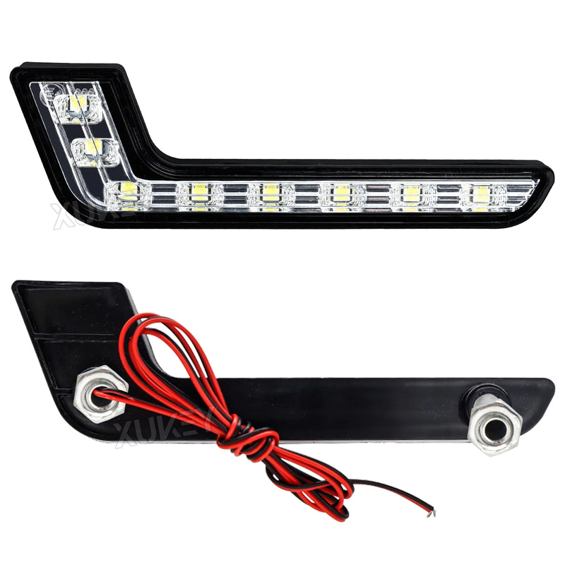 Pair Universal Daytime Running Light 8LED SMD 12V L-Shaped 7-Style DRL White Bright Waterproof Front Bumper Driving Fog Lamp Car