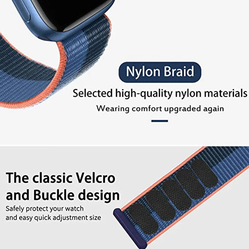 Nylon Loop For Apple Watch Strap Ultra 2 49mm 44mm 40mm 45mm 41mm 42mm 38/45 mm sport Bracelet iwatch Series 9 8 se 7 6 5 3 Band