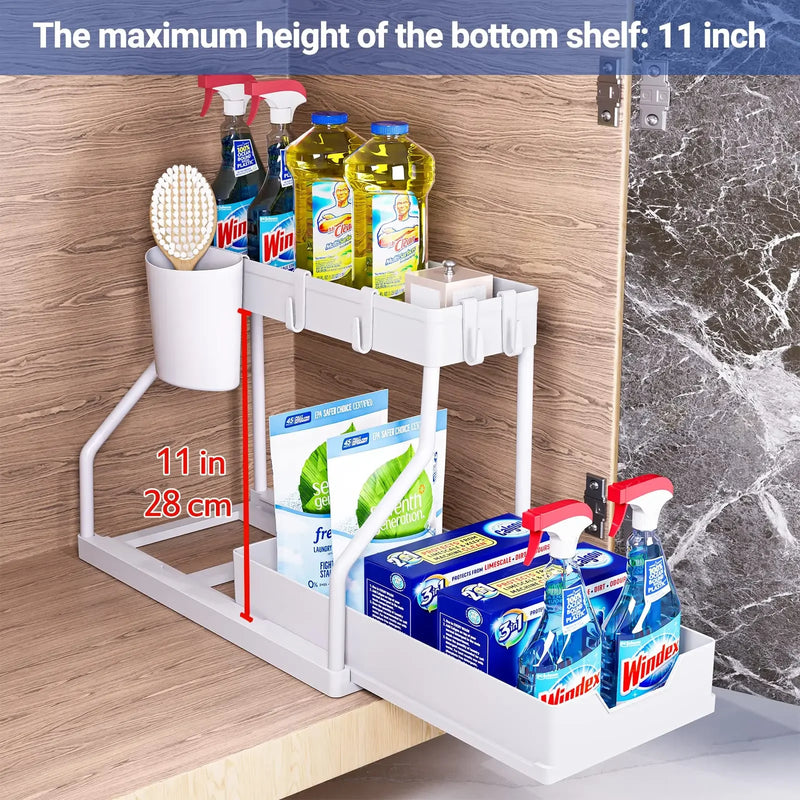 Kitchen Storage Under Sink Organizer 2 Layer Pull Out Multifunctional Drawer Shelf Organizer Bathroom Desktop Cabinet Rack