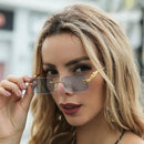 Small Rimless Sunglasses Square Women Retro Men Cut Edge Golden Leopard Frame Sun Glasses Brand Designer Eyewear UV400 Shades