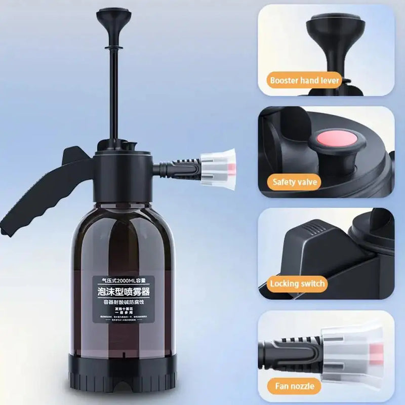 2L Hand Pump Foam Sprayer Snow Foam Gun Nozzle With Bottle Cleaning Tools Wash Valve Relief Spray Pressure Window Car B4J5