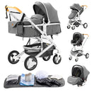 Luxury Baby Stroller 3 in1 Portable Travel Baby Carriage Aluminum Frame Folding Prams High Landscape Car for Newborn Baby BLACK