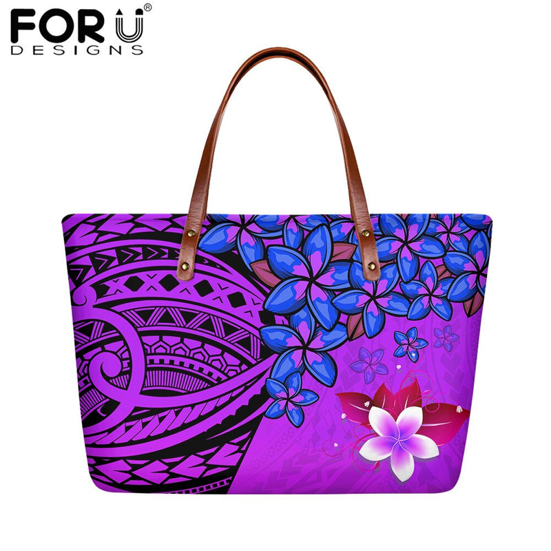 FORUDESIGNS High Quality Women Handbag Polynesian Pattern Hibiscus Flower Printing Personal Luxury Female Shoulder Bolsas