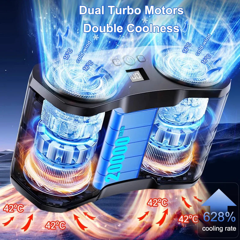 Outdoor Portable Waist Fan 20000mAh Rechargeable Portable Hanging Neck Fan Outdoor Travel Sports Waist Clip Fan with Power Bank