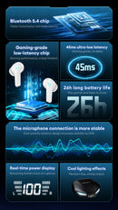 Choice Lenovo XT53 Earphone Wireless Bluetooth 5.4 Headphones Low Latency Gaming Headset Noise Reduction LED Display Earbuds New